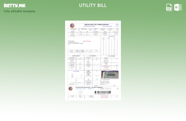 Модерен стил Пакистански Мултан шаблон за комунални услуги за електрична енергиј